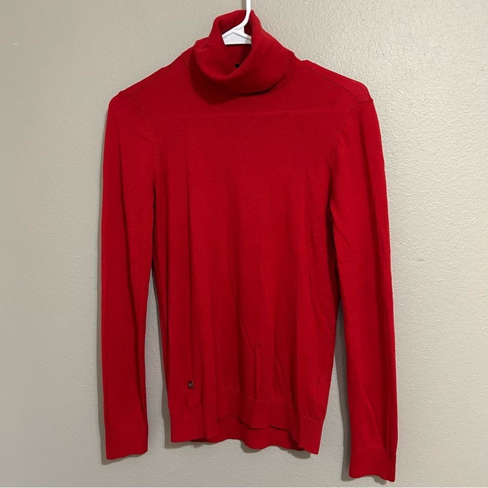 Ralph Lauren Red Silk Blend Turtle Neck Knit Sweater Women’s Size Medium